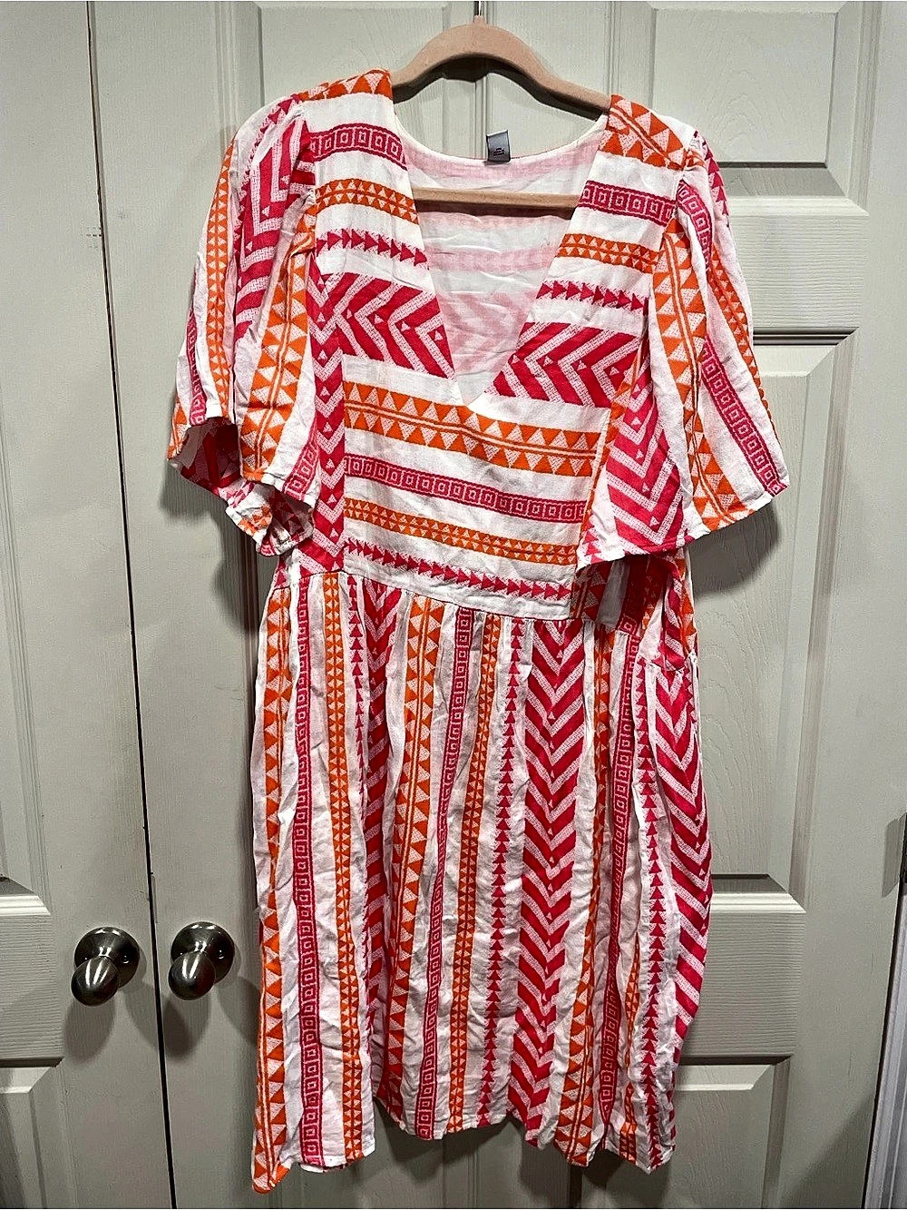 Old Navy Geometric Midi Dress in Pink & Orange XXL Tall